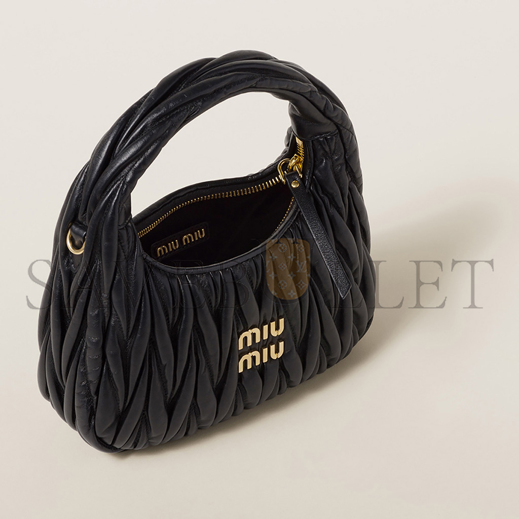 MIU MIU WANDER MATELASSÉ NAPPA LEATHER HOBO BAG 5BC125 (20*17*6cm) MIU MIU WANDER MATELASSÉ NAPPA LEATHER HOBO BAG 5BC125 (20*17*6cm)